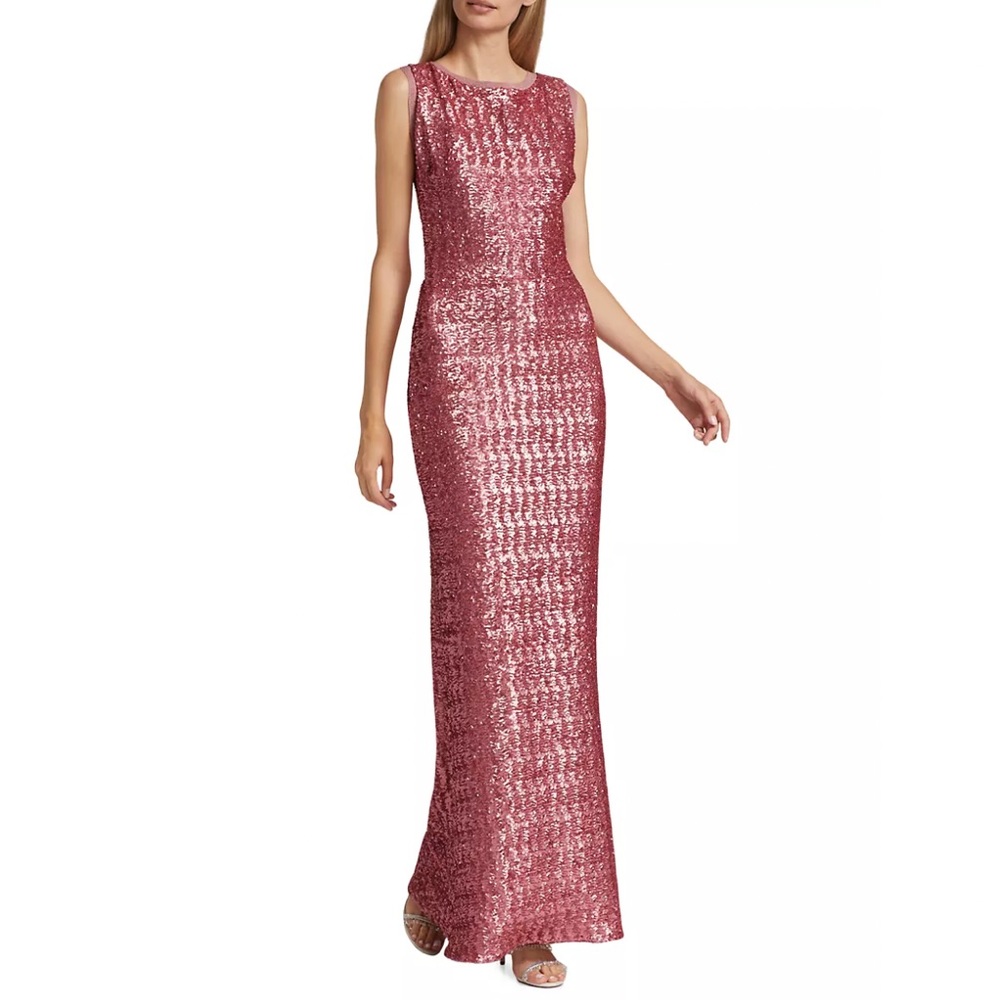 Blush Backless Sequin Chiara Boni La Petit Robe Evening Gown